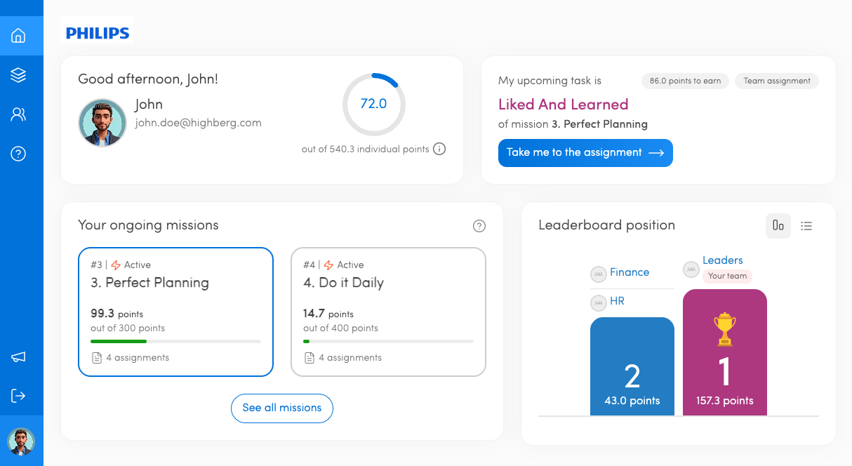 Philips game web app screenshot